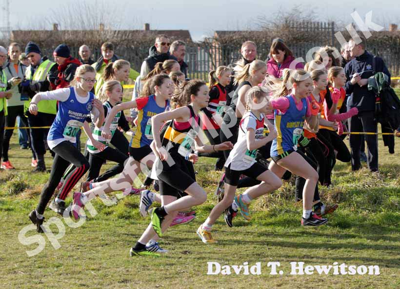 Start of the under-13 girls, North East Harrier League, Wrekenton